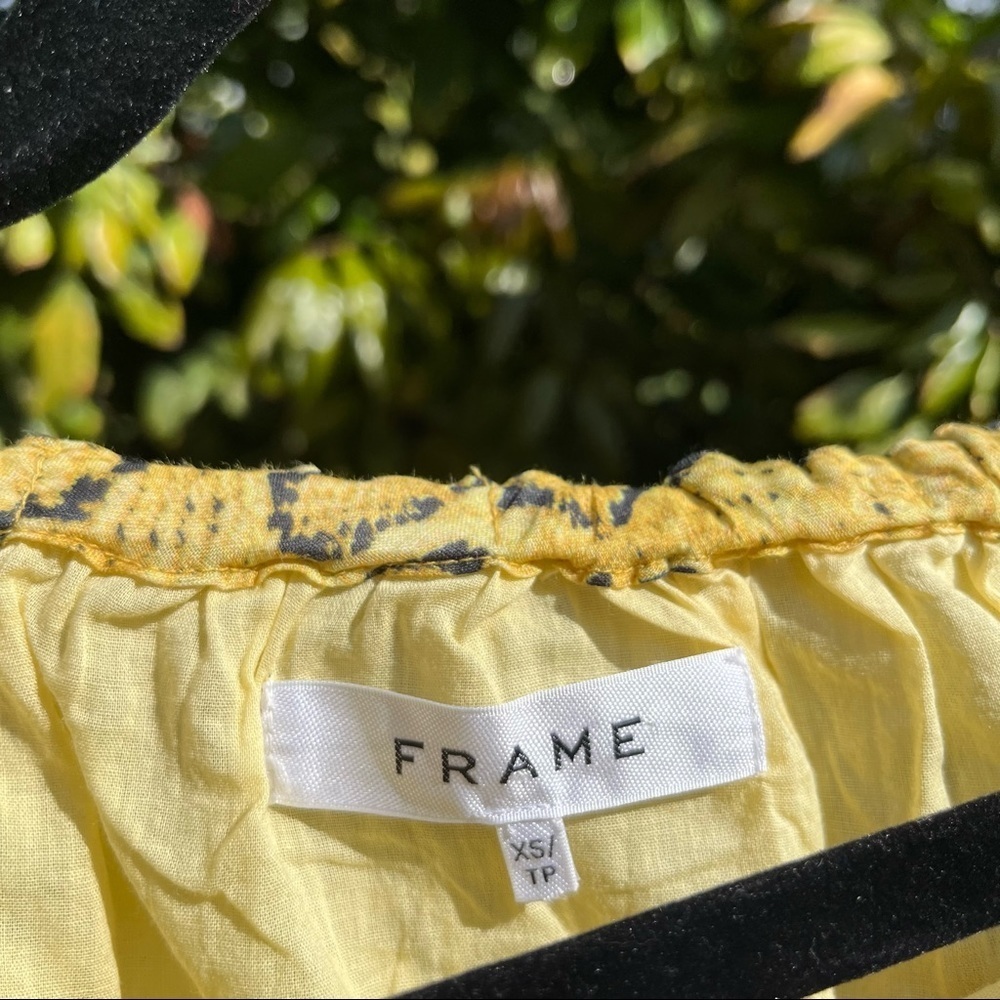 Frame Yellow Python Snake Print Puff Sleeve Blouse - image 3